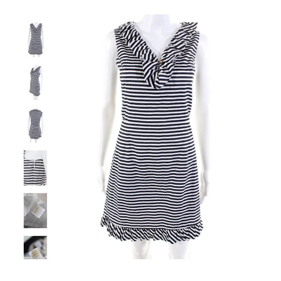 kate spade Dresses & Skirts - Kate Spade New York Womens Cotton Striped Ruffled Sleeveless Dress Blue SZ4 EUC